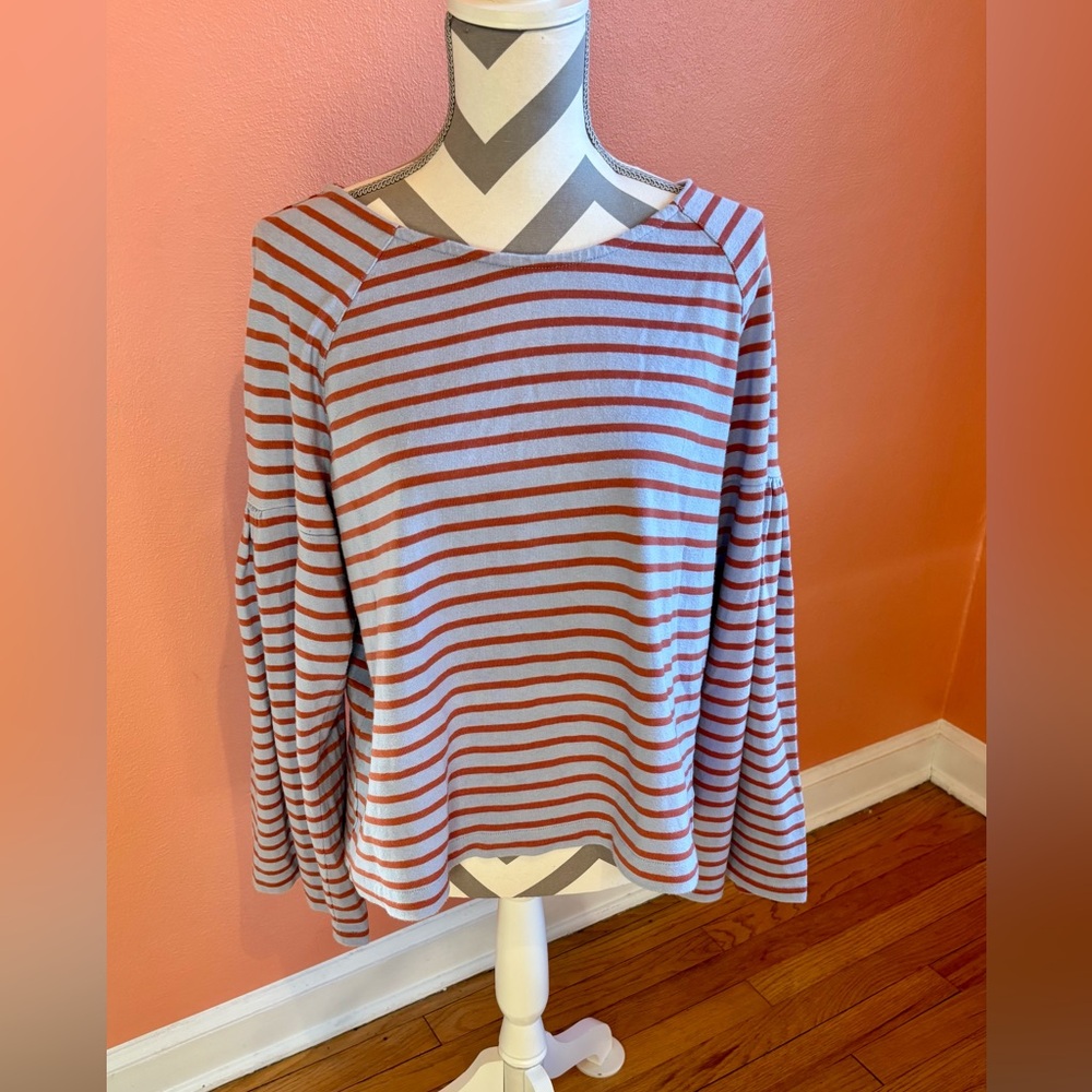 Madewell Red and Gray Striped Long Sleeve Tee